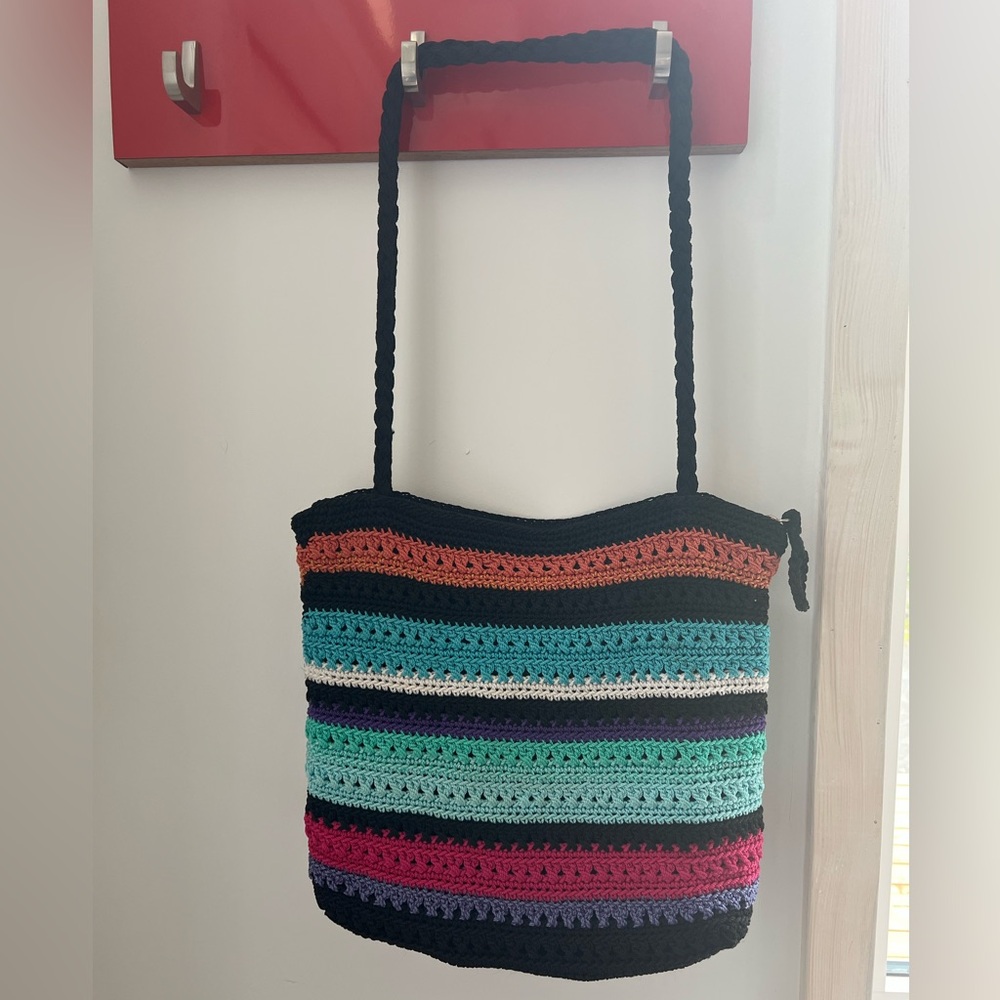 The Sak Multi Colour Crochet Tote Bag with zippers
